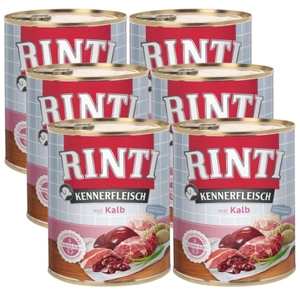Rinti Kennerfleisch Nassfutter für Hunde - Kalbfleisch 6x800g