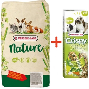 VERSELE-LAGA Cuni Nature 9kg + VERSELE LAGA Knuspersticks Kaninchen-Meerschweinchen Vegetsbles 110g - 2 Gemüseflaschen für Kaninchen und Meerschweinchen GRATIS