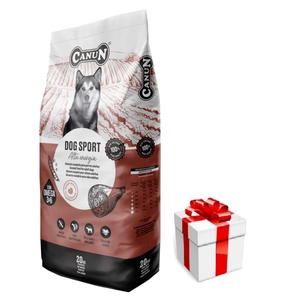 Canun Dog Sport 20kg mit Rindfleisch für energiegeladene und sportliche Hunde (40% Fleisch) + Überraschung für den Hund