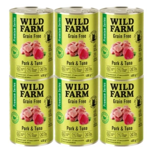 WILD FARM Premium getreidefreies Schweinefleisch und Thunfisch 6x400g - getreidefreies Katzenfutter