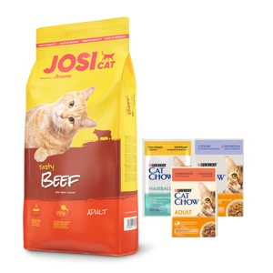 JOSERA JosiCat Tasty Beef 18kg + Purina 3x85g GRATIS