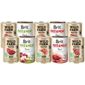 BRIT PATE & MEAT + WILD FARM Pate MIX 10x400g