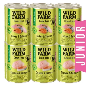 WILD FARM Premium Grain Free Truthahn und Lachs/Huhn und Lachs 12x400g - getreidefreies Kätzchenfutter