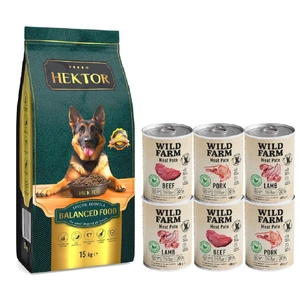 HEKTOR BALANCED Erwachsene 15kg + Wild Farm Pate MIX 6x400g