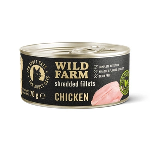 WILD FARM Fillets Huhn 70g - getreidefreies Katzennassfutter, Filet in Brühe