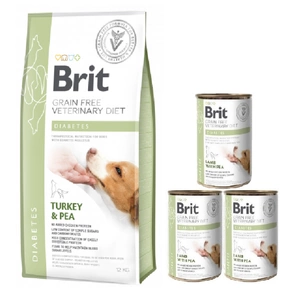Brit gf Veterinärdiät für Hunde Diabetes 12kg + BRIT GF Veterinary Diets Dog Diabetes 3x400g