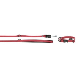 KERBL GoLeyGom Set, Halsband + Bandleine mit Adapter 15mm x 29-45cm, 1cm x 1,4-2m, rot, S, max.15kg