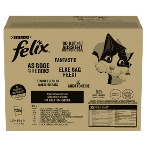 FELIX Fantastic Katzenfutter Auswahl an Geschmacksrichtungen in Gelee 120x85g