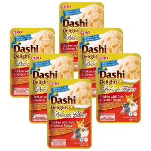 INABA Dashi Delights Delicate Flakes Chicken with Tuna & Salmon Recipe 6x40g