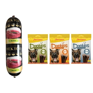 JOSERA Denties MIX 3x180g + Hektor Hundefutter Riegel mit Ente 900g