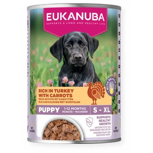 EUKANUBA Nassfutter für Welpen, reich an Truthahn und Karotten 400g