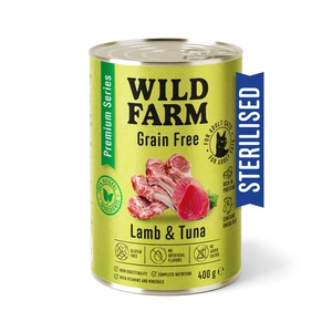 WILD FARM Premium Grain Free Lamm und Thunfisch 400g - getreidefreies Futter für sterilisierte Katzen