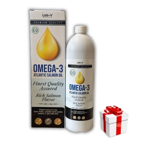 Lab-v Omega-3 100 % Hochwertiges Öl vom Atlantischen Lachs für Hunde und Katzen 1000 ml + Überraschung für den Hund