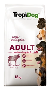 TROPIDOG Premium Adult mittelgroße & große Rassen Rindfleisch mit Reis 12kg