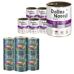 Dolina Noteci PREMIUM Kaninchen mit Preiselbeeren 6x800g + WILD FARM Superfood Duck 6x800g
