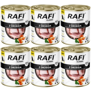 DOLINA NOTECI Nassfutter für Hunde Rafi Classic mit Geflügel 6x800g