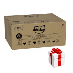 Whiskas Geflügel-Festmahl 120x85g Nassfutter für ausgewachsene Katzen in Gelee + Überraschung für die Katze