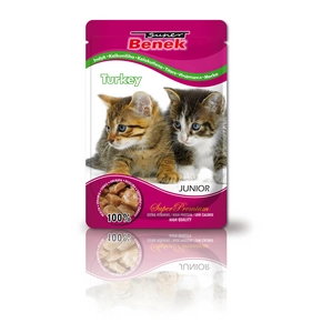 SUPER BENEK Junior Beutel für Katzen mit Putenstücken 100g