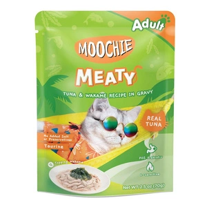 MOOCHIE Tuna & Wakame In Gravy 70 g Nassfutter für Katzen (Thunfisch und Wakame-Algen in Soße)