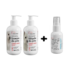 Over Zoo Shampoo und Conditioner für weißes und helles Fell 240+250 ml + OVER ZOO Animal Dent 50ml GRATIS!