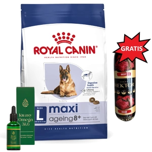 ROYAL CANIN Maxi Ageing 8+ 15kg & LAB-V Omega 3 und 6 + Hektor 900g GRATIS!