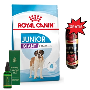 ROYAL CANIN Giant Junior 15kg & LAB-V Omega 3 und 6 + Hektor 900g GRATIS!