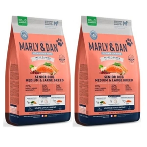 Marly & Dan Senior Dog Medium & Large Breed Frischer Lachs Ganzheitliches & hypoallergenes Trockenfutter 2x12kg