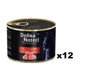 Dolina Noteci Premium Nasses Katzenfutter reich an Kalbfleisch 12x185g