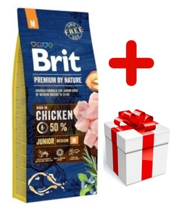 BRIT Premium By Nature Junior M 15kg  + Überraschung für den Hund