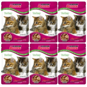 SUPER BENEK Junior Beutel für Katzen mit Putenstücken 24x100g