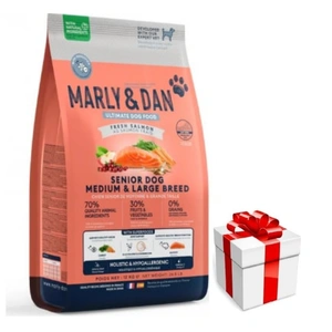 Marly & Dan Senior Dog Medium & Large Breed Frischer Lachs Ganzheitliches & hypoallergenes Trockenfutter 12kg + Überraschung für den Hund