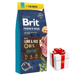 BRIT Premium By Nature Sensitive Lamb 15kg+3kg + Überraschung für den Hund