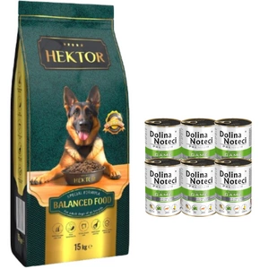 HEKTOR BALANCED Erwachsene 15kg + Dolina Noteci - PREMIUM reich an Wildbret 6x400g