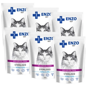 ENZO VET Sterilisiertes Futter für sterilisierte Katzen mit Truthahn in Gelee 6x100g