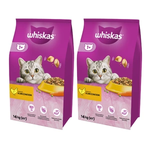 WHISKAS Adult 2x14 kg - Trockenfutter für ausgewachsene Katzen, mit leckerem Huhn