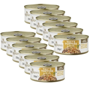 Applaws Geschmack Toppers Natural Hundenassfutter Huhn mit Kürbis, Karotten und Erbsen in Brühe 12x156g Dose