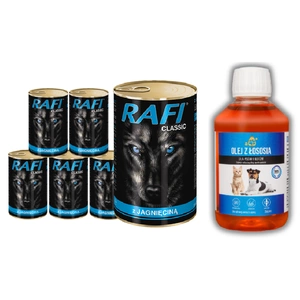 Rafi Classic mit Lamm in Sauce 1240g + LAB V Lachsöl für Hunde und Katzen 250ml