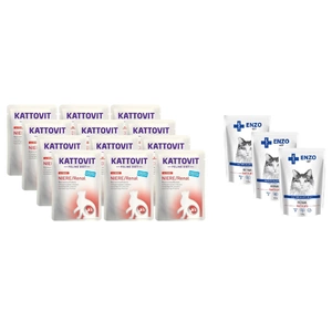 Kattovit Niere/Renal Rindfleisch 12x85g-Beutel + ENZO VET Renal mit Rindfleisch in Gelee für Katzen 3x100g