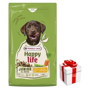 VERSELE-LAGA Happy Life Junior Huhn 7,5kg - Welpen- und Junghundefutter mit Geflügel + Überraschung für den Hund
