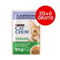 CAT CHOW Sterilised Katzenfutter mit Lamm und grünen Bohnen in Soße 85 g – 20 BEUTEL + 6 GRATIS !!!