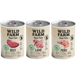 Wild Farm Pate MIX 3x400g glutenfreies Hundefutter