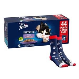 Felix in Gelee Fleisch Mix Beutel 44x85g + Felix Socken GRATIS