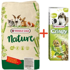 VERSELE-LAGA Cavia Nature 9kg + VERSELE LAGA Knuspersticks Kaninchen-Meerschweinchen Vegetsbles 110g - 2 Gemüseflaschen für Kaninchen und Meerschweinchen GRATIS