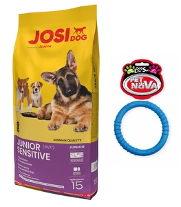 JOSERA JosiDog Junior Sensitive 15kg + Ringo 9,5cm GRATIS