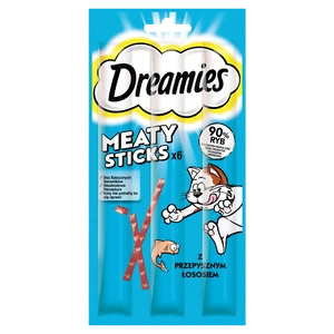 DREAMIES 30g – Ergänzungsfuttermittel für ausgewachsene Katzen, mit köstlichem Lachs