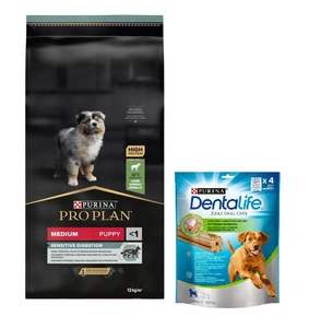 Purina Pro Plan Medium Puppy Sensitive Optidigest, Lamm und Reis 12kg + Purina Dentalife GRATIS!