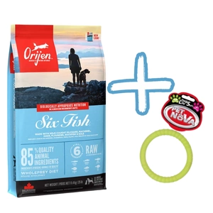 ORIJEN Six Fish Dog 11,4kg + Ring für Hunde 9,5cm GRATIS!