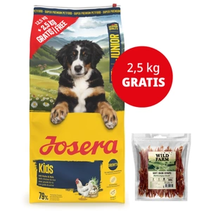 JOSERA Junior Kinder 12,5+2,5kg + WILD FARM Soft Entenstreifen 500g Hundeleckerli