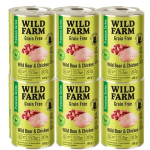 WILD FARM Premium getreidefreies Wildschwein und Huhn 12x400g - getreidefreies Katzenfutter