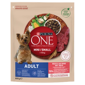 PURINA ONE Mini Adult Rindfleisch, Reis - Hundetrockenfutter - 800g